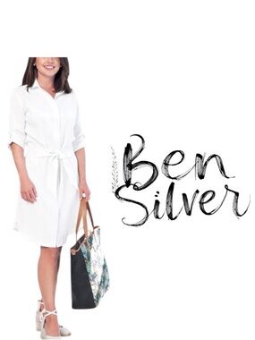 Ben Silver Irish Linen Shirtdress in White Size Medium quiet luxury minimalist